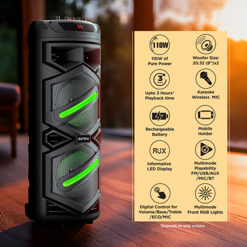 Intex Thriller 1100 | Trolley Speaker (110W Power & 3 Hours of Playback)